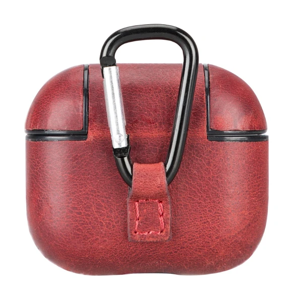 Apple AirPods 3.nesil Uyumlu Deri Kılıf Juni AA4 Kırmızı - 3