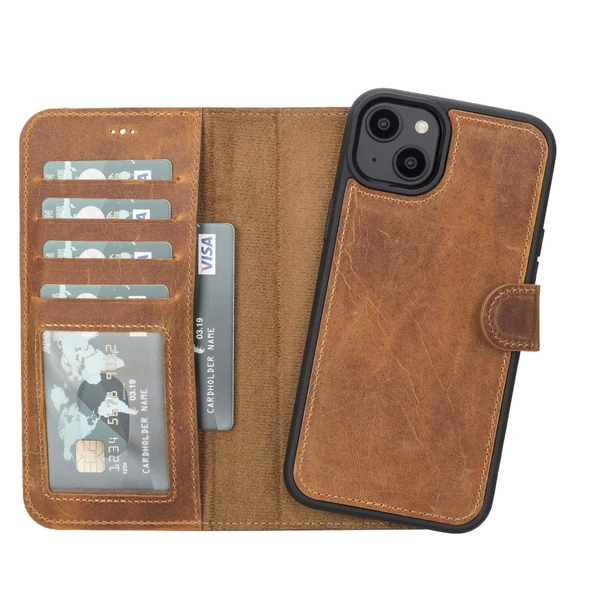 Apple iPhone 14 Plus Uyumlu Deri Cüzdanlı Kılıf MWWN G19 Taba ürün görseli