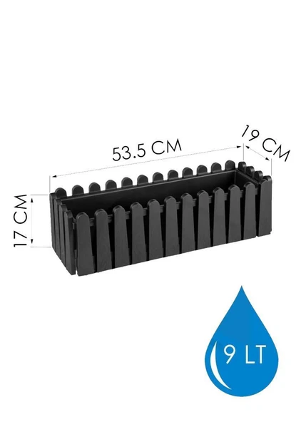 Omnipazar SO-İB02 Askılı Balkon Saksı Takımı 9 lt Antrasit 6 Adet - Resim 3