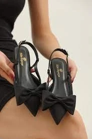 Cenya Siyah Saten Babet Ayakkabı ürün görseli