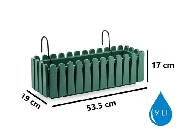 Omnipazar SO-İB02 Askılı Balkon Saksı Takımı 9 lt Yeşil 6 Adet - Resim 2