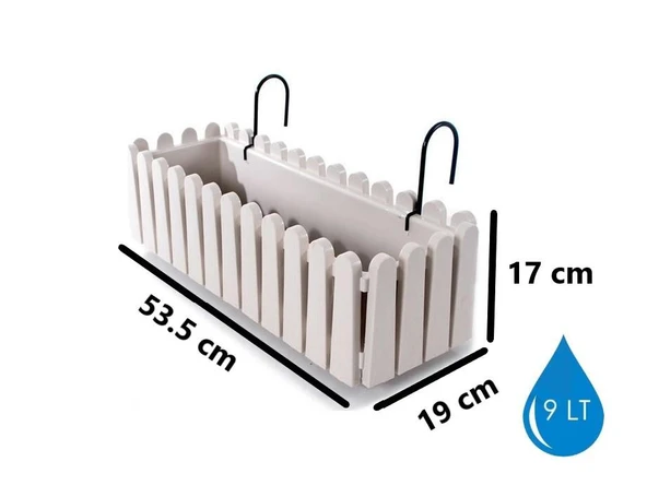 Omnipazar SO-İB02 Askılı Balkon Saksı Takımı 9 lt Kirli Beyaz 6 Adet - Resim 2