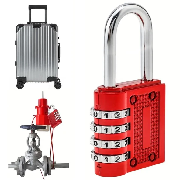 Powermaster PM-24698 Asma Güvenlik Kilidi Bavul Dolap Kilit 4 Basamaklı Haneli