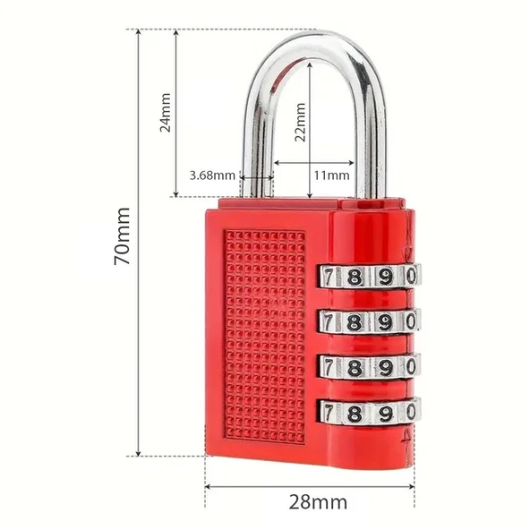 Powermaster PM-24698 Asma Güvenlik Kilidi Bavul Dolap Kilit 4 Basamaklı Haneli - 2