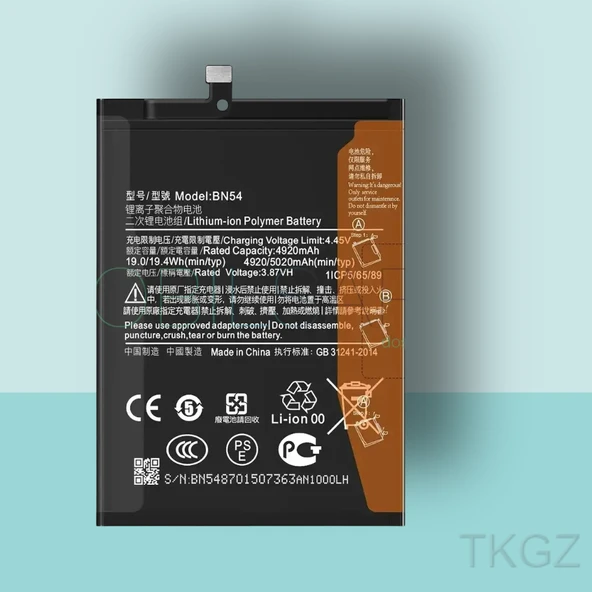 Tkgz - Xiaomi REDMİ NOTE 9 - BN54 - Batarya Pil Orijinal Sıfır