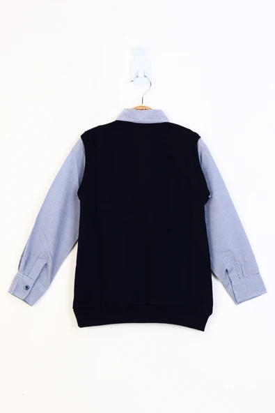 Toontoy Erkek Çocuk Gömlek Yaka Okul Düğmeli Sweatshirt - 3