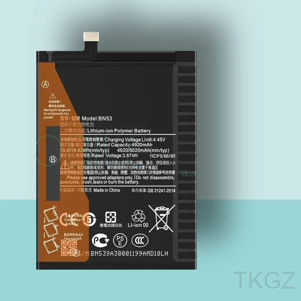 Tkgz - Xiaomi REDMİ NOTE 9 PRO - BN53 - Batarya Pil Orijinal Sıfır