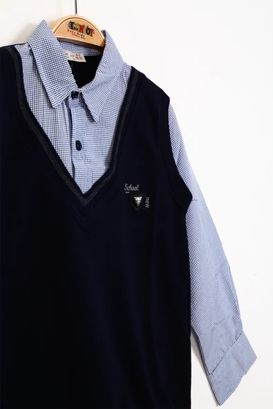 Toontoy Erkek Çocuk Gömlek Yaka Okul Düğmeli Sweatshirt - 2