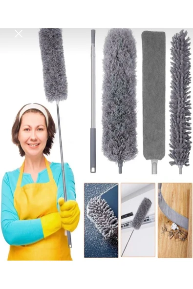 SAFİ ZADE Mikrofiber Manyetik Anti-Statik Bükülebilen Toz Alma 4 Parça Ful Set Uzayabilen Saplı - 1