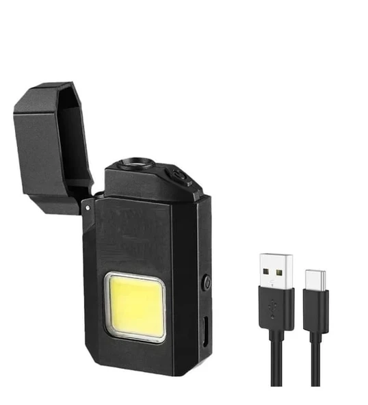 Projektör El Feneri Ve Pürmüz Çakmak Usb Gazsız Şarjlı Çakmak 600 Lümen - 1