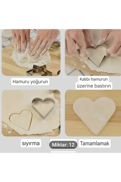 SAFİ ZADE 12'li paslanmaz çelik kurabiye çerez kek kesme kalıbı seti - 2