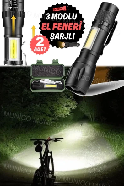 GAGGANİ 2 Adet Polisler İçin Profesyonel El Feneri Mini Hafif Taşınabilir Cep Boy Şarj Edilebilir Mini - 4