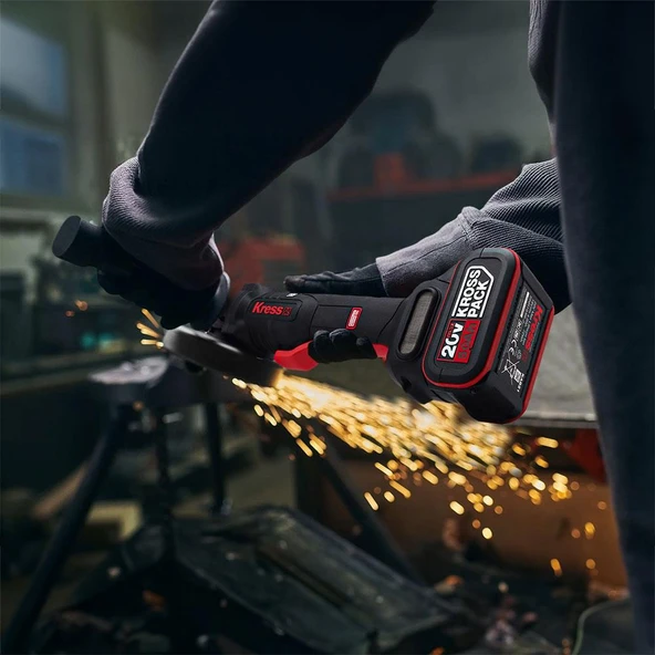 Kress KUH04.1 20Volt 5.0Ah. Li-ion Çift Akülü 125mm Kömürsüz Profesyonel Devir Ayarlı Alttan Tetikli Avuç Taşlama - 6