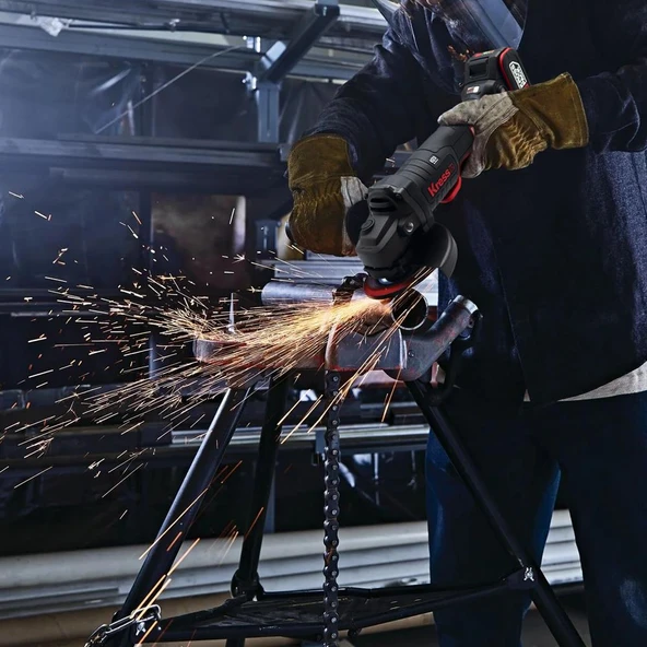 Kress KUH04.1 20Volt 5.0Ah. Li-ion Çift Akülü 125mm Kömürsüz Profesyonel Devir Ayarlı Alttan Tetikli Avuç Taşlama - 8