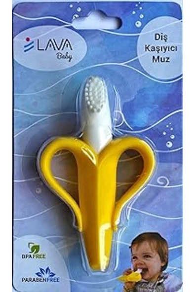 LAVABABY Ababy Muz Desenli Diş Kaşıyıcı Ve Diş Fırçası - Bebekler Için 2-ın-1 Harikası: Kaşıntıyı Önleyen