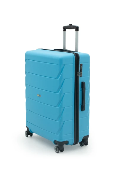 Copella Polipropilen & Kırılmaz 2'li Valiz Seti Büyük & Kabin - Mavi - Resim 2