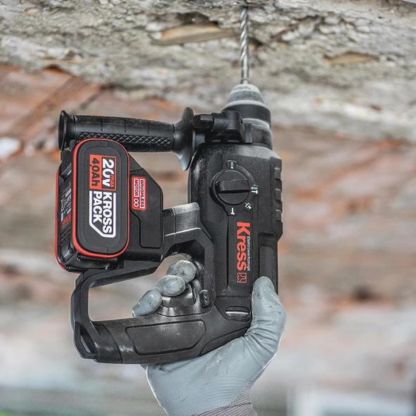 Kress KU390.4 20Volt 4.0Ah. 2.0J Li-ion Çift Akülü Şarjlı Kömürsüz Profesyonel SDS-Plus Pnömatik Kırıcı/Delici - 8
