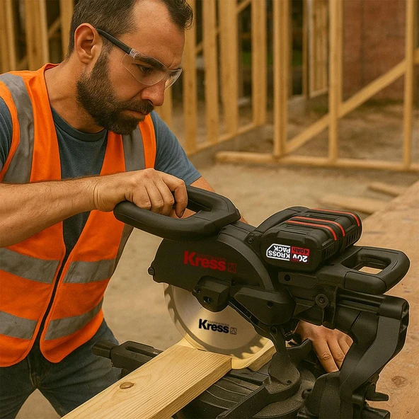 Kress KH483.9 40Volt 1400W 254MM Kömürsüz Kızaklı Bluetooth Bağlantılı Profesyonel Gönye Kesme (Akü Dahil Değildir) - 10