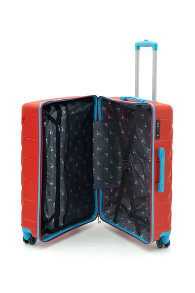 Copella Polipropilen & Kırılmaz 2'li Valiz Seti Büyük & Kabin - Kırmızı - Resim 3