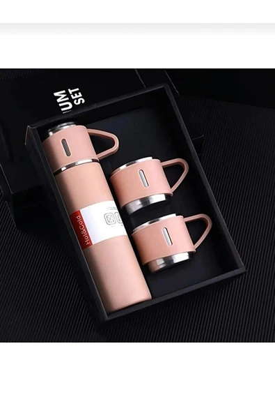 UİLAA Vacuum Termos Paslanmaz Çelik 500 ml Sıcak-soğuk Termos Seti 3 Bardaklı - 1