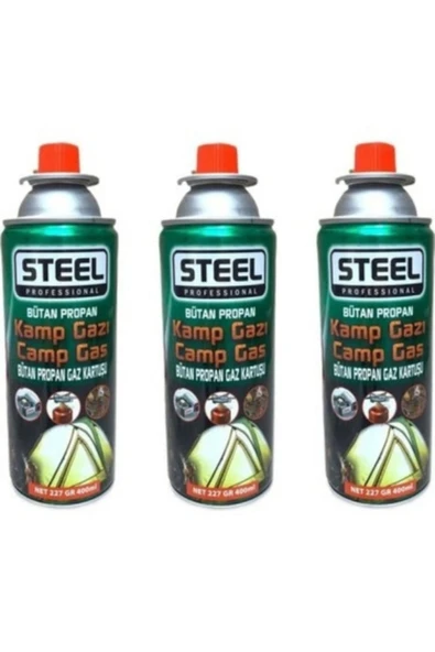 STEEL Kamp Gazı 400ml 3 Adet + Marka Pürmüz Hediyeli - 2