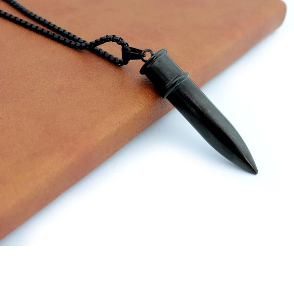 Pigado Paslanmaz Çelik Zincirli Mermi Kolye - 3