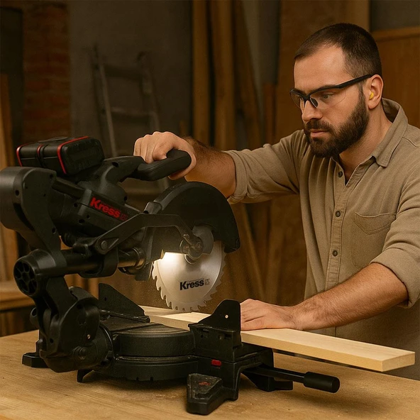 Kress KH483.9 40Volt 1400W 254MM Kömürsüz Kızaklı Bluetooth Bağlantılı Profesyonel Gönye Kesme (Akü Dahil Değildir) - 6