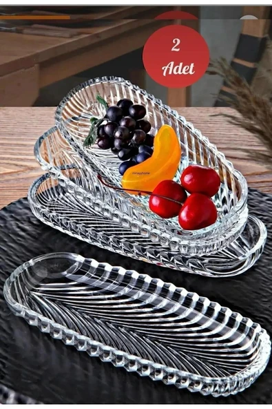 KAVEH GLASS Turuncu 2'li Cam Kahvaltı ve Çerez Tabağı Seti, 19cm, şık sunum için ideal - 1
