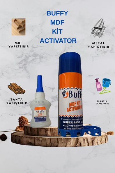 BUFFY Hızlı Yapıştırıcı (2 ADET) MDF Mdf, Tahta, Plastik, Deri, Metal 200ml Sprey + Yapıştırıcı - 4
