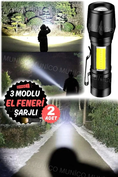 GAGGANİ 2 Adet Polisler İçin Profesyonel El Feneri Mini Hafif Taşınabilir Cep Boy Şarj Edilebilir Mini - 6