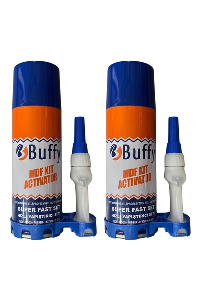 BUFFY Hızlı Yapıştırıcı (2 ADET) MDF Mdf, Tahta, Plastik, Deri, Metal 200ml Sprey + Yapıştırıcı - 2