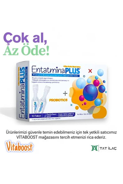 ENTATMİNA PLUS (11 YAŞ VE ÜZERİ) 10 Flakon 4 Milyar Bacillus Clausii Sporu Içeren Probiyotik (SKT 01.2026)