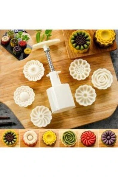 BUJİN Mooncake Kopat Kurabiye Kalıbı Seti Set 7 Parça ( Kalıp Desenleri Farklılık Gösterebilir) - 1