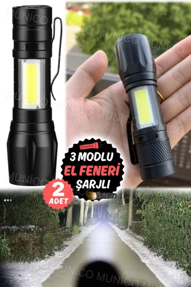 GAGGANİ 2 Adet Polisler İçin Profesyonel El Feneri Mini Hafif Taşınabilir Cep Boy Şarj Edilebilir Mini ürün görseli