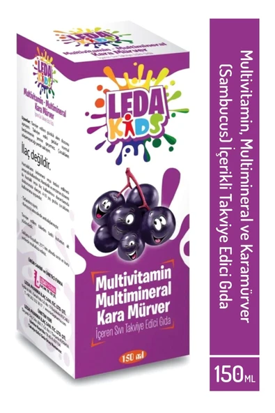 LEDAPHARMA Unisex Kara Mürver Ekstresi C Vitamini Ve Çinko Leda Kids