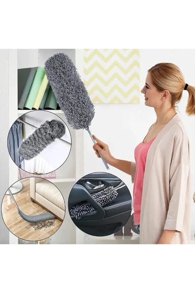 SAFİ ZADE Mikrofiber Manyetik Anti-Statik Bükülebilen Toz Alma 4 Parça Ful Set Uzayabilen Saplı - 3