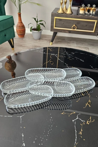 ORTAKÖY CENNETİ 6 lı Kayık Sunum Tabağı | Balık Sırtı Tabak | Oval Servis Tabağı (19 CM) - 3