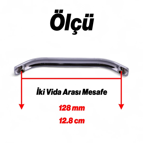 Alara Krom (128 MM - 12.8 CM) Kulpu Dolap Mobilya Mutfak Çekmece Dolabı Dolap Kulpları Kulbu Metal - Resim 3