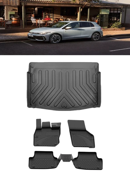 Sahler Golf 8 Otomatik 2021 ve Sonrası 4.5D Paspas Rizline 3D Alt Bagaj Havuzu Set ürün görseli