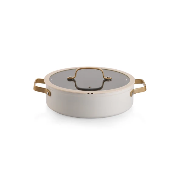 Schafer Sapphire Seramik Tencere Seti 7 Parça-Beyaz/Gold - Resim 4