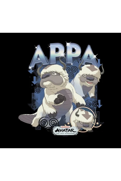 fame-stoned Avatar The Last Airbender Appa Baskılı %100 Pamuk Unisex Siyah T-Shirt - Resim 2