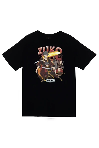 fame-stoned Avatar The Last Airbender Zuko Baskılı %100 Pamuk Unisex Siyah T-Shirt ürün görseli 1