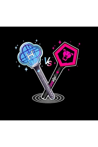 fame-stoned K-Pop Demon Hunters & Saja Boys Parlayan Işık Çubukları Baskılı Unisex %100 Pamuk Siyah T-shirt - Resim 2