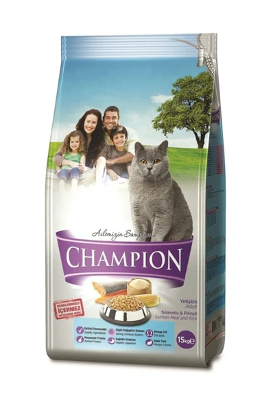 Champion Somonlu Ve Pirinçli Yetişkin Kedi Maması 15 kg