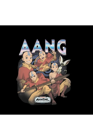 fame-stoned Avatar The Last Airbender Aang Baskılı %100 Pamuk Unisex Siyah T-Shirt - Resim 2