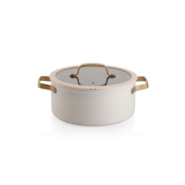 Schafer Sapphire Seramik Tencere Seti 7 Parça-Beyaz/Gold - Resim 3