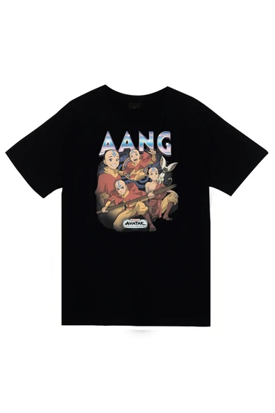 fame-stoned Avatar The Last Airbender Aang Baskılı %100 Pamuk Unisex Siyah T-Shirt ürün görseli 1