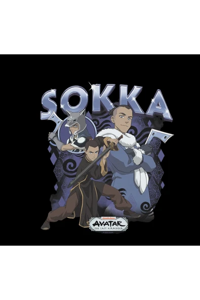 fame-stoned Avatar The Last Airbender Sokka Baskılı %100 Pamuk Unisex Siyah T-Shirt - Resim 2