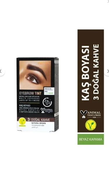 Nevacolor 3 Doğal Kahve Amonyaksız Kaş Boyası %100 Vegan - 1