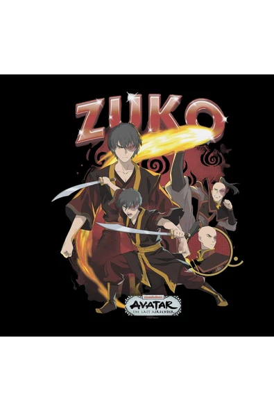fame-stoned Avatar The Last Airbender Zuko Baskılı %100 Pamuk Unisex Siyah T-Shirt - Resim 2
